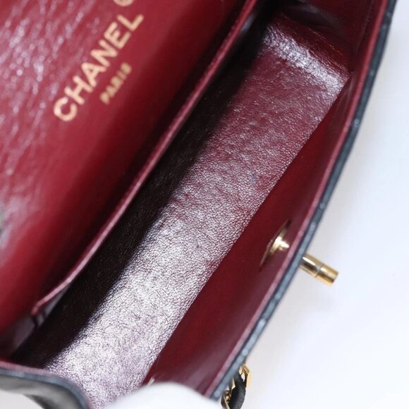 CHANEL Chain Matelasse Shoulder Bag Lamb Skin Black Gold CC Auth PP133 - Picture 12 of 16